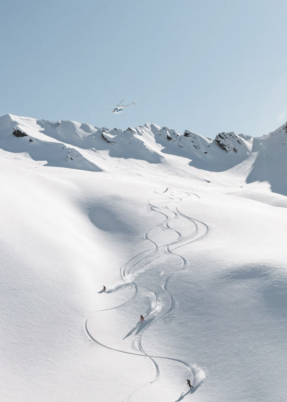 Skiing above Queenstown with Lake Wakatipu below
